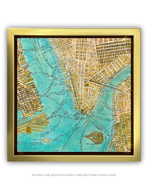 Manhattan Map | Framed Giclee Print on Canvas